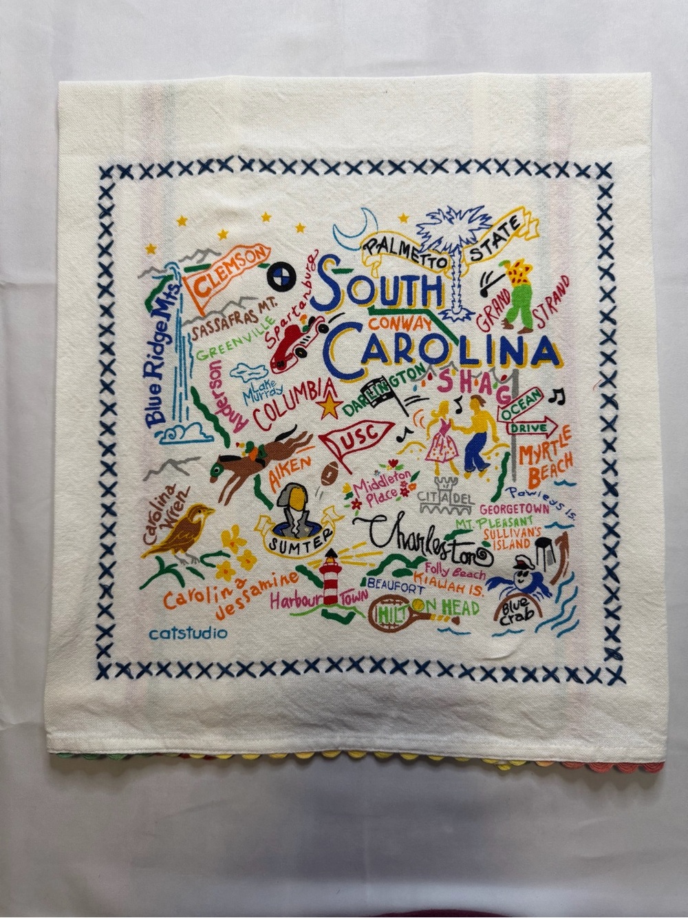 South Carolina catstudio Map Decorative Tea Towel - Multicolor